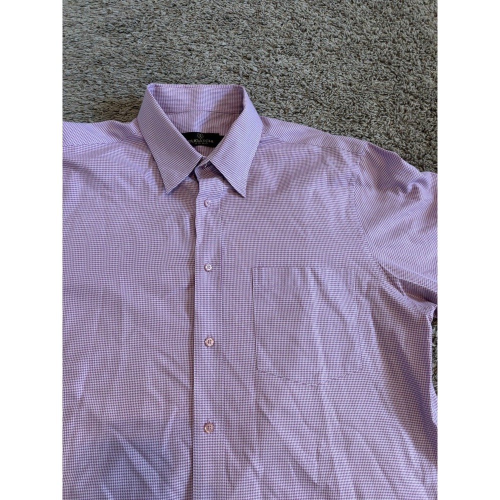 BUGATCHI Polo Shirt Checkered Plaid Casual Colorful Button Down Mens L EUC Large